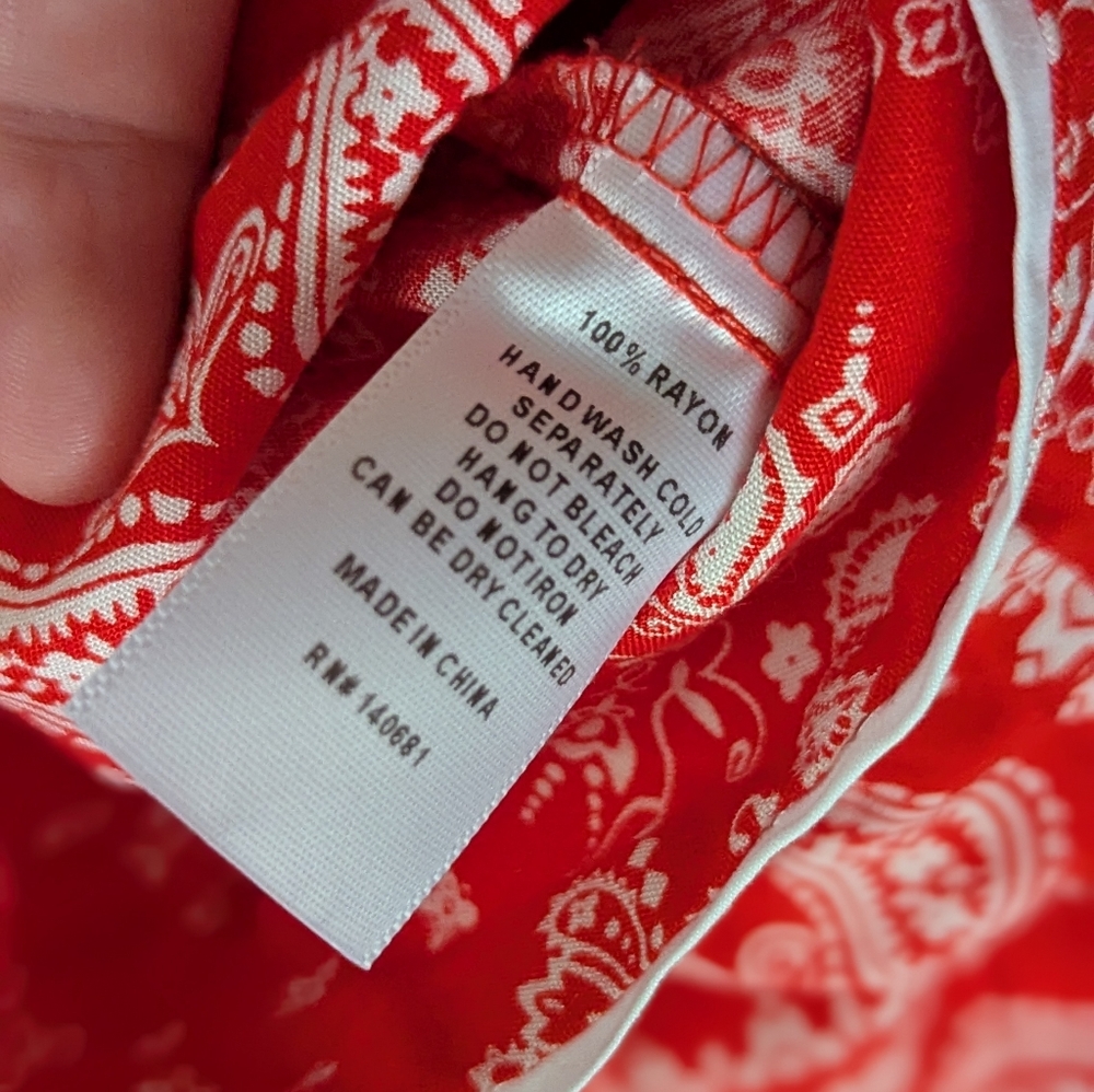 Red Paisley Button-Up Skirt - Picture 4 of 6
